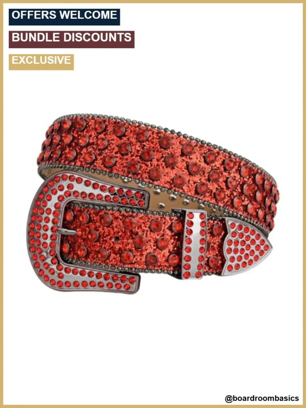 Rhinestone Crystal Studded PU Leather Cowboy Western Belt